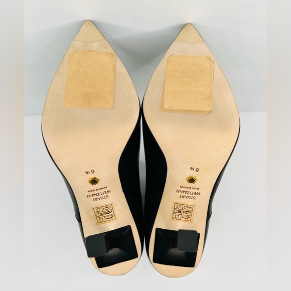 Stuart Weitzman Max Leather Pointed Toe Ankle Stretch Bootie Size US 6.5 - EU 37 - Picture 7 of 11